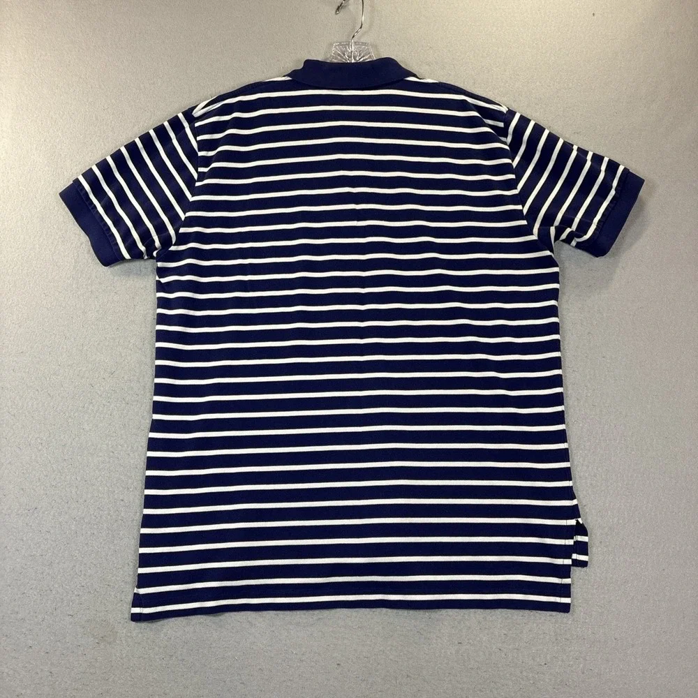 Polo Ralph Lauren Golf Shirt Mens XLarge Blue White Striped‎ Tennis Short Sleeve